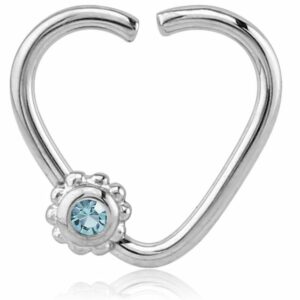 viva-adorno Nasenpiercing Ohrpiercing Knorpel Cartilage Piercing Ring Kristall Herz Helix Tragus, Zirkonia Continuous Piercing 316L Chirurgenstahl