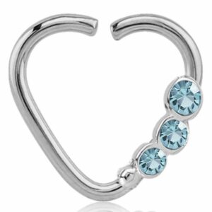 viva-adorno Nasenpiercing Ohrpiercing Knorpel Cartilage Piercing Ring Kristall Herz Helix Tragus, Zirkonia Continuous Piercing 316L Chirurgenstahl