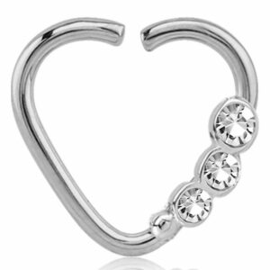 viva-adorno Nasenpiercing Ohrpiercing Knorpel Cartilage Piercing Ring Kristall Herz Helix Tragus, Zirkonia Continuous Piercing 316L Chirurgenstahl