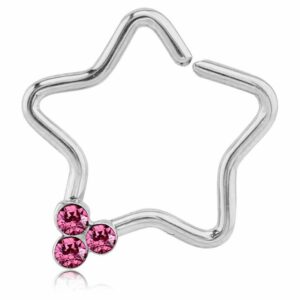 viva-adorno Nasenpiercing Ohrpiercing Knorpel Cartilage Piercing Ring Kristall Stern Helix, Zirkonia Continuous Tragus Piercing 316L Chirurgenstahl