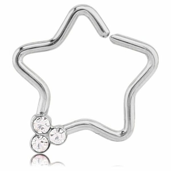 viva-adorno Nasenpiercing Ohrpiercing Knorpel Cartilage Piercing Ring Kristall Stern Helix, Zirkonia Continuous Tragus Piercing 316L Chirurgenstahl