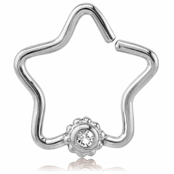 viva-adorno Nasenpiercing Ohrpiercing Knorpel Cartilage Piercing Ring Kristall Stern Helix, Zirkonia Continuous Tragus Piercing 316L Chirurgenstahl