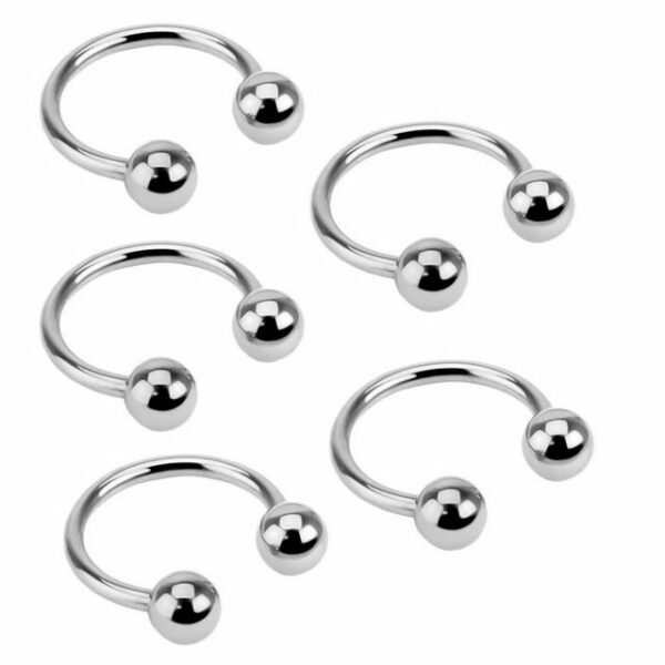 viva-adorno Nasenpiercing-Set Hufeisen Piercing Edelstahl Kugeln Lippenpiercing Augenbrauenpiercing (Set, 5-tlg), Hufeisen Ring für Septum, Lippe, Augenbraue