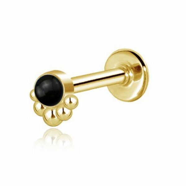 viva-adorno Piercing-Set Labret Lippen Piercing Tragus Helix Ohr Piercing Stecker, gold mit Stein