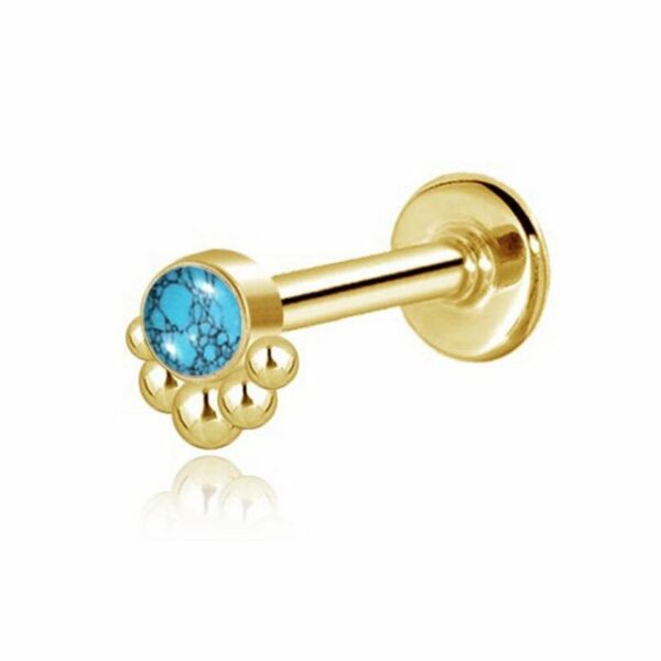 viva-adorno Piercing-Set Labret Lippen Piercing Tragus Helix Ohr Piercing Stecker, gold mit Stein