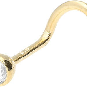 18Karat Echtgold Gelbgold Nasenstecker mit 2.4mm-Kristall