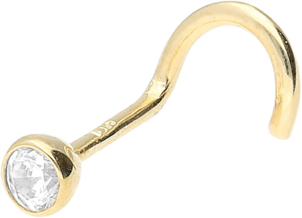 18Karat Echtgold Gelbgold Nasenstecker mit 2.4mm-Kristall