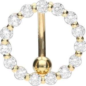 Bauchnabelpiercing 18karat Echtgold Kristallkranz Gelbgold