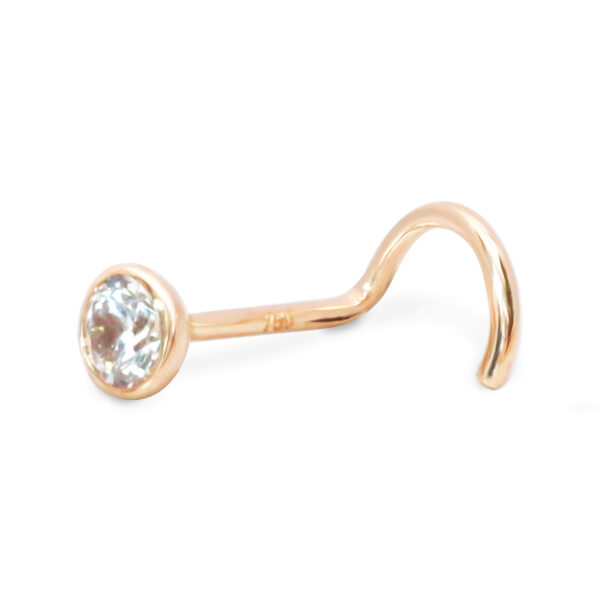 Exklusiver 18Karat Roségold Nasenstecker mit 2.4mm-Kristall  Stabstärke: 0.6mm