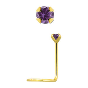 14karat Echtgold Gelbgold Nasenstecker Spirale echter Amethyst mit Geschenkbox