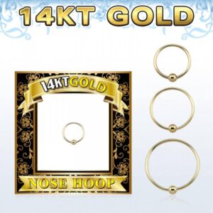 Nasenring aus 14karat Echtgold Nasenpiercing mit 1.5mm-Kugel  in 0.6mm Stärke