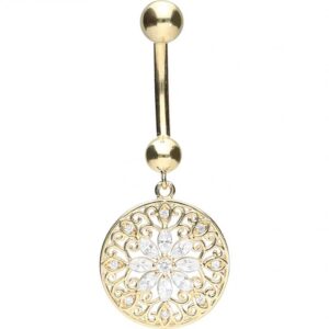 Bauchnabelpiercing 18karat Echtgold Mandala Gelbgold