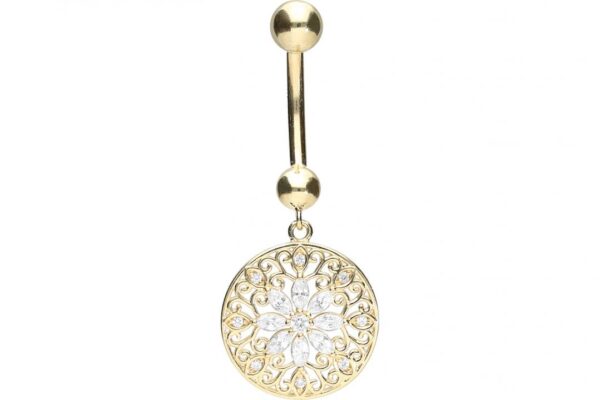 Bauchnabelpiercing 18karat Echtgold Mandala Gelbgold