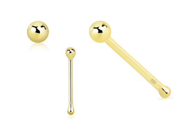 18Karat Echtgold Gelbgold Nasenstecker Pin mit 1.5mm-Kugel