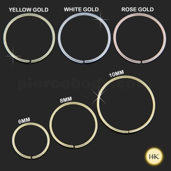 Nasenring aus 14karat Gelbgold Weissgold Roségold 0.8mm mit Geschenkbox