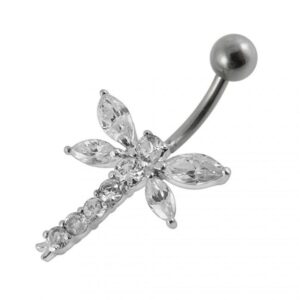 Bauchnabelpiercing Titan 925er Silber-Motiv Libelle