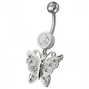 Bauchnabelpiercing Titan 925er Silber-Motiv Schmetterling