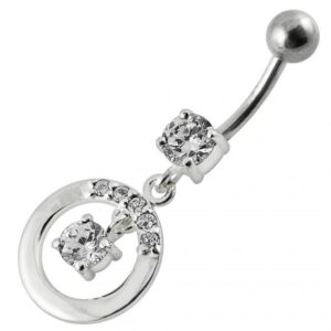 Bauchnabelpiercing Titan 925er Silber-Motiv Kristalldesign