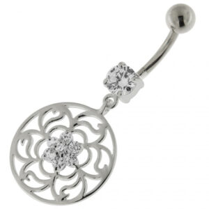 Bauchnabelpiercing Titan 925er Silber-Motiv Mandala Design