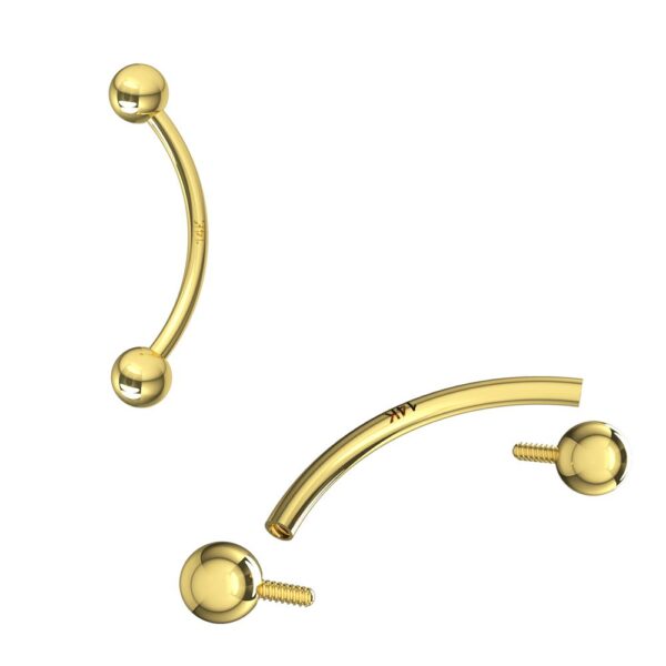 Piercing Banane Stecker 14karat Echtgold  3mm-Kugeln mit Geschenkbox