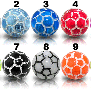 Piercing Acryl Kugel Fußball Motiv 10 Farben Verschluss 1.6mm