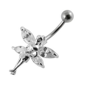 Bauchnabelpiercing Titan 925er Silber-Motiv Elfe  Stablängen 8mm/10mm/12mm