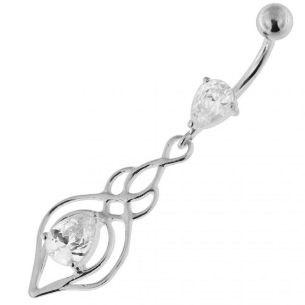 Bauchnabelpiercing Titan 925er Silber-Motiv Blüte  8mm/10mm/12mm Stablänge