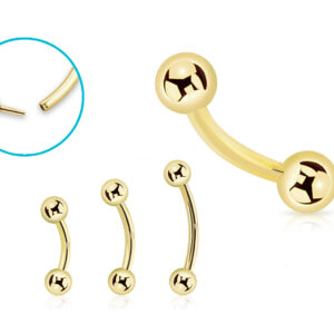 Piercing Banane Stecker 18karat Gold Gelbgold mit 3mm-Kugeln