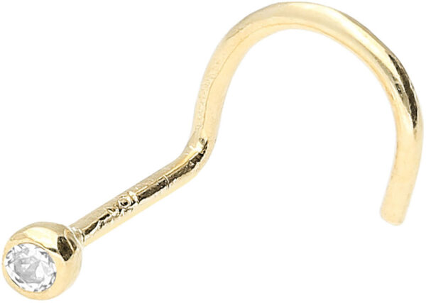 18Karat Gold Gelbgold Nasenstecker mit 1.6mm-Kristall