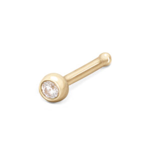 Exklusiver 18Karat Gelbgold Nasenstecker Pin 1.8mm-Kristall  Stabstärke: 0.8mm