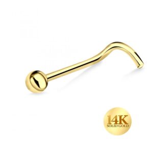 14karat Gold Nasenstecker Spirale Nasenpiercing Gelbgold 1.3mm-Kugel mit Geschenkbox