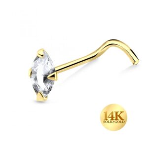 14karat Gold Nasenstecker Spirale Nasenpiercing Gelbgold Kristall mit Geschenkbox