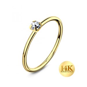 Nasenring aus 14karat Gold Gelbgold mit 1.2mm-Kristall mit Geschenkbox