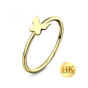 Nasenring aus 14karat Gold Gelbgold mit Schmetterling