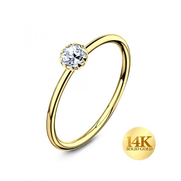 Nasenring aus 14karat Gold Gelbgold eingefasster  1.5mm-Kristall mit Geschenkbox