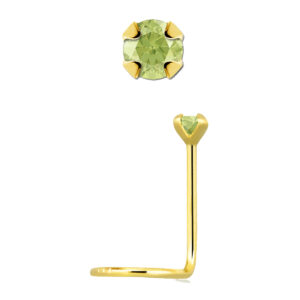 14karat Gold Gelbgold Nasenstecker Spirale echter Peridot mit Geschenkbox