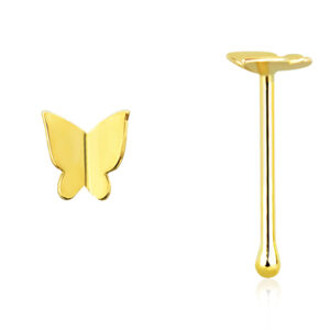 14karat Gold Gelbgold Nasenstecker Pin gr. Schmetterling mit Geschenkbox