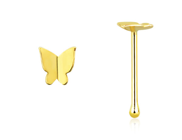 14karat Gold Gelbgold Nasenstecker Pin gr. Schmetterling mit Geschenkbox