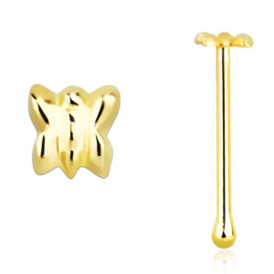 14karat Gold Gelbgold Nasenstecker Pin Schmetterling mit Geschenkbox