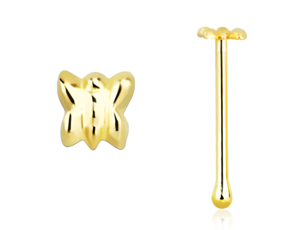 14karat Gold Gelbgold Nasenstecker Pin Schmetterling mit Geschenkbox