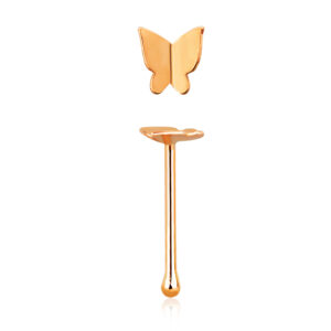 14karat Gold Roségold Nasenstecker Pin gr. Schmetterling mit Geschenkbox