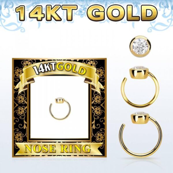 Nasenring aus 14karat Gold Nasenpiercing 3mm-Kristall mit Geschenkbox