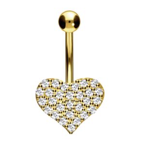 Bauchnabelpiercing 18karat Gold Gelbgold mit Kristallherz