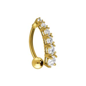 Bauchnabelpiercing 18karat Gold Gelbgold mit Kristallschild