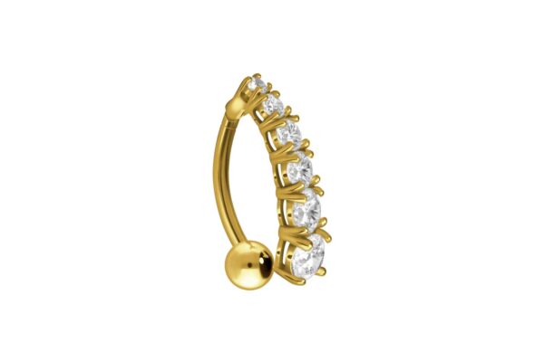 Bauchnabelpiercing 18karat Gold Gelbgold mit Kristallschild