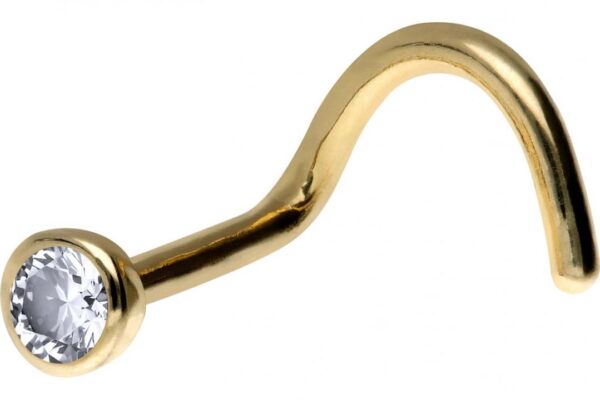 18Karat Gold Nasenstecker mit 2.2mm-Kristall Gelbgold