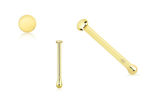 18Karat Gold Gelbgold Nasenstecker Pin mit 1mm-Disc