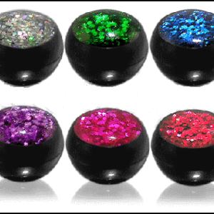 Piercing Acryl Glitzer Kugel 6 Farben Verschluss 1.6mm Schraubkugel