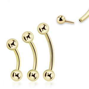 Piercing Banane Stecker 14karat Gold mit 3mm-Kugeln mit Geschenkbox