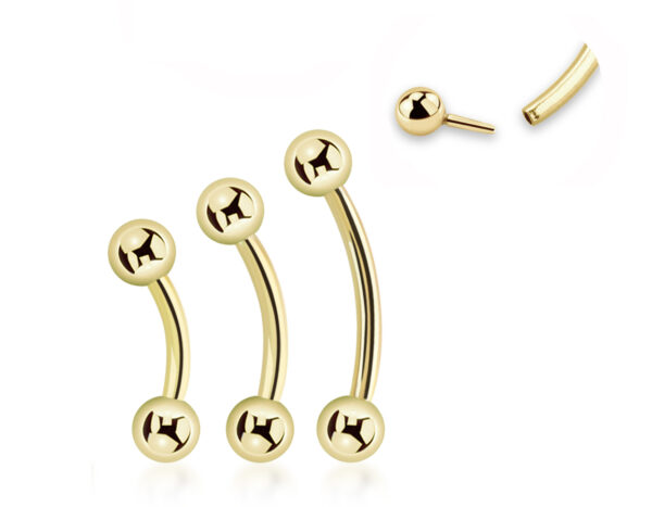 Piercing Banane Stecker 14karat Gold mit 3mm-Kugeln mit Geschenkbox